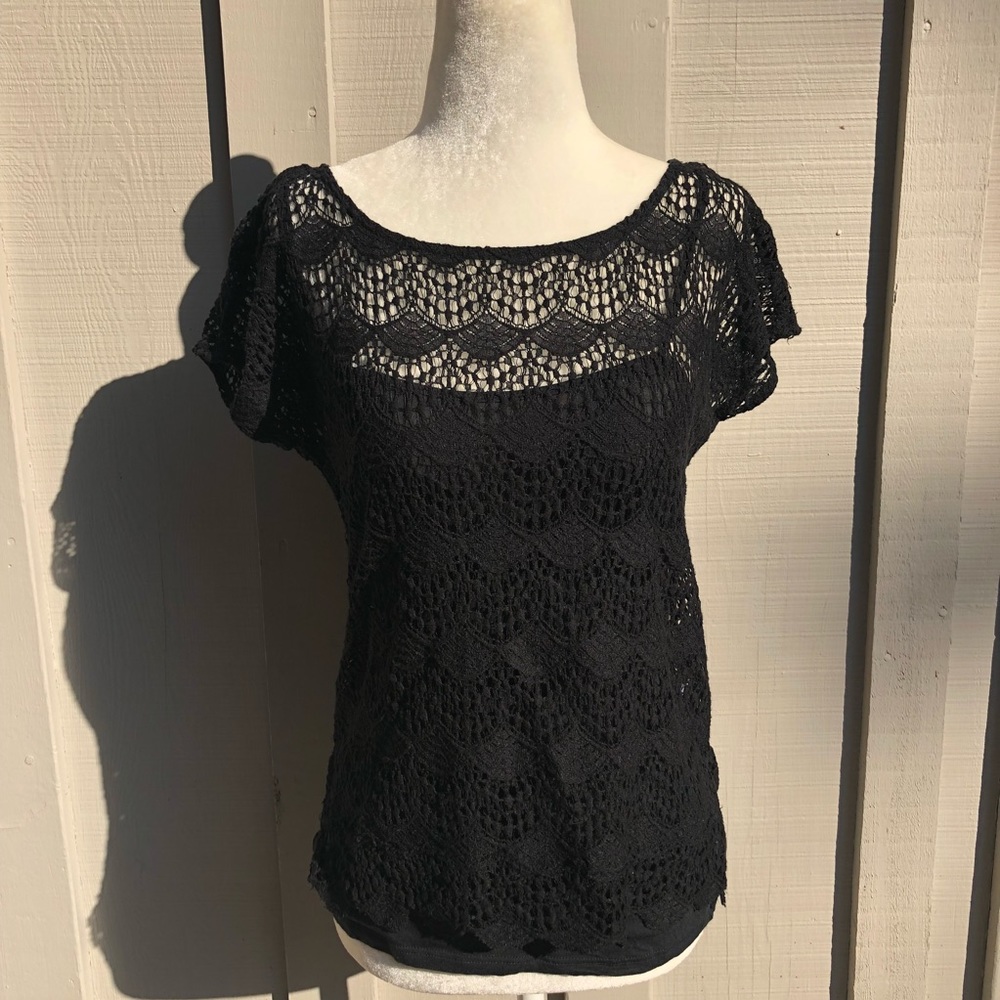 Ella Moss Anthropologie Lace Crochet Top with Slip